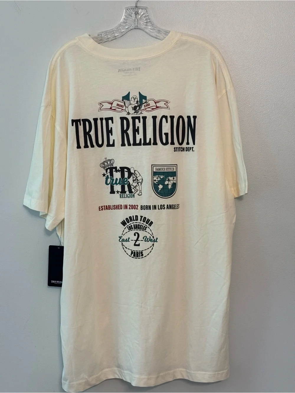 True Religion Cream Short Sleeve Logo Tee